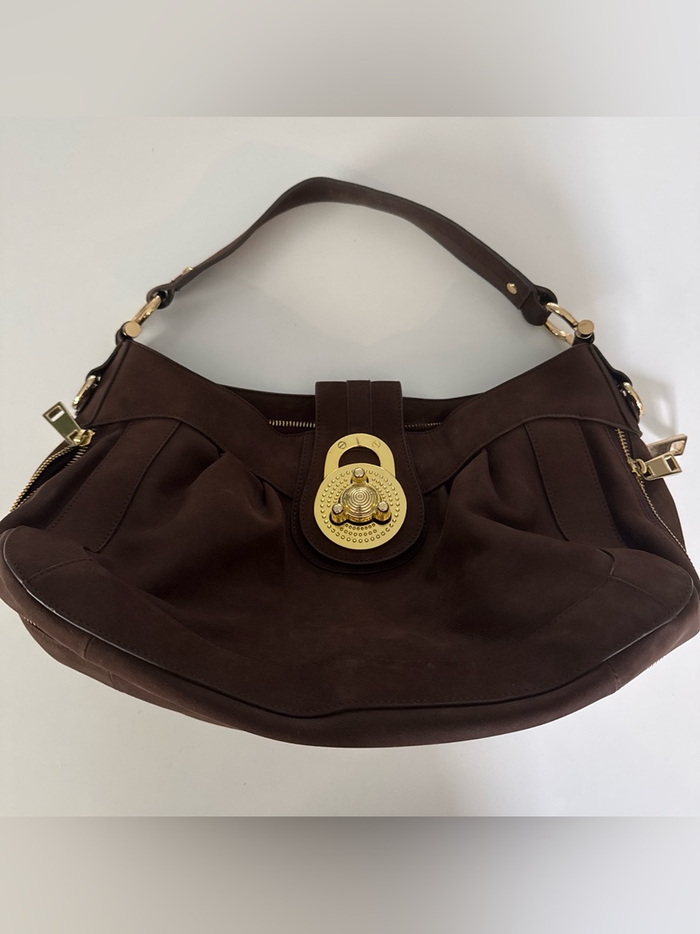 Steven Madden Chocolate brown suede hobo shoulder purse